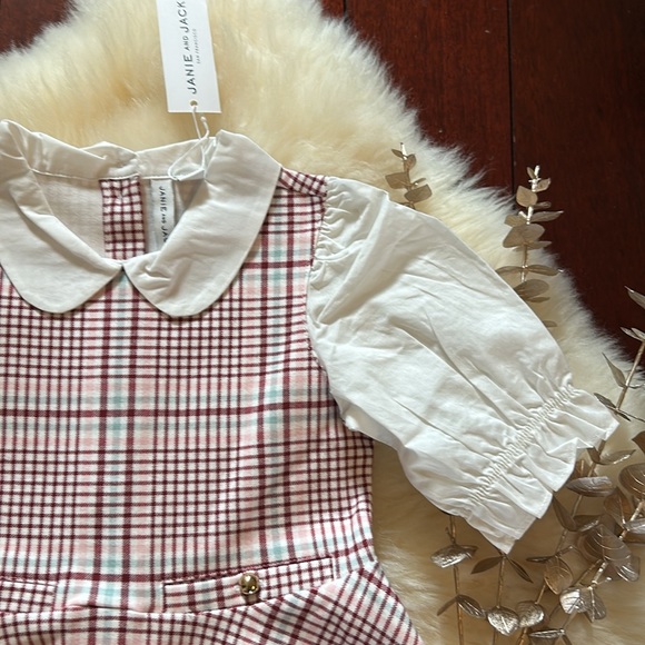 NWT Janie and Jack maroon white plaid girls school special occasion dress! - Picture 2 of 3